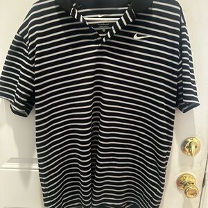 Nike Men's Striped Polo in Black and White